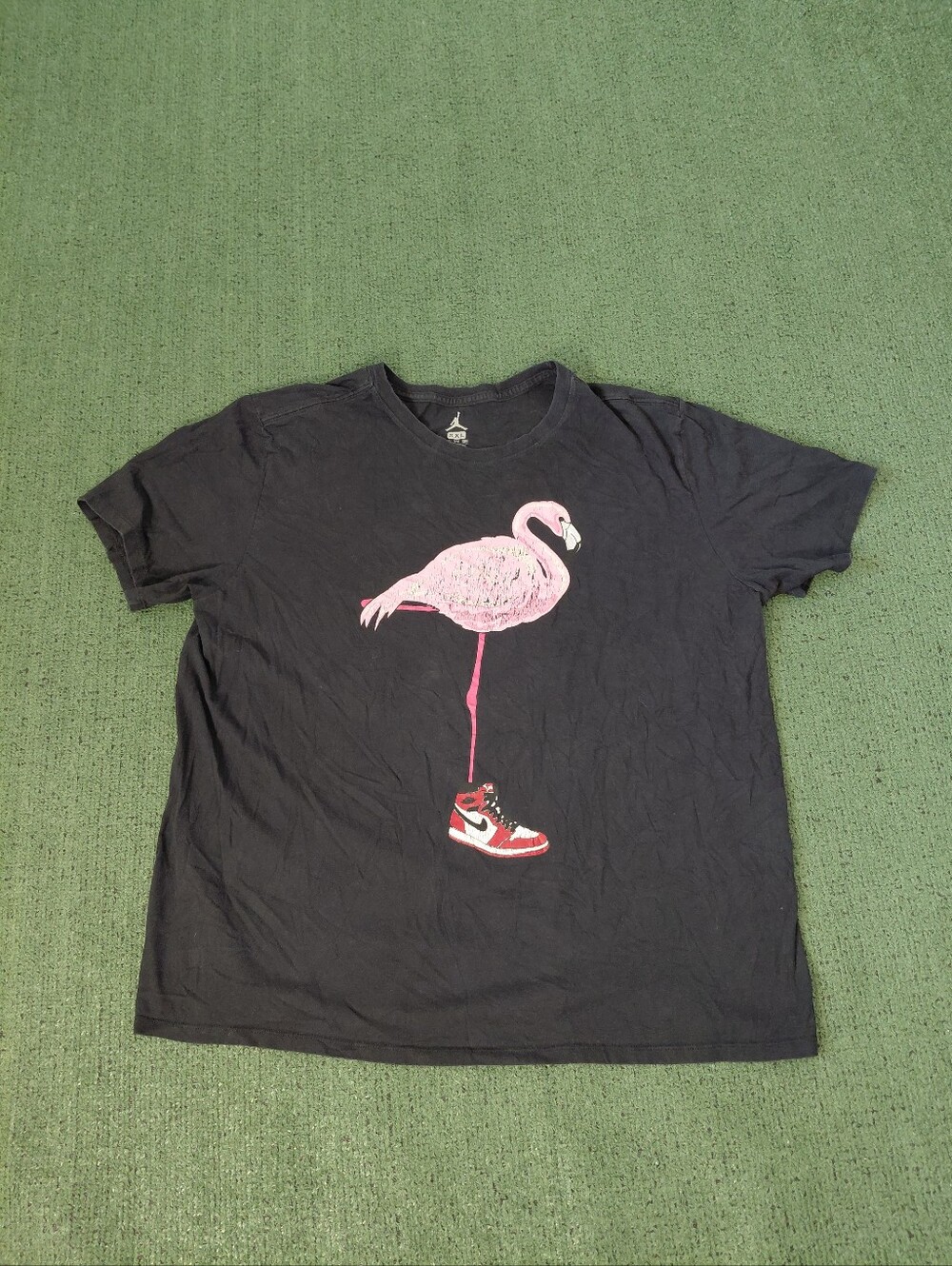Jordan Flamingo Sneaker Graphic Sports Streetwear Black T Shirt Sz XXL